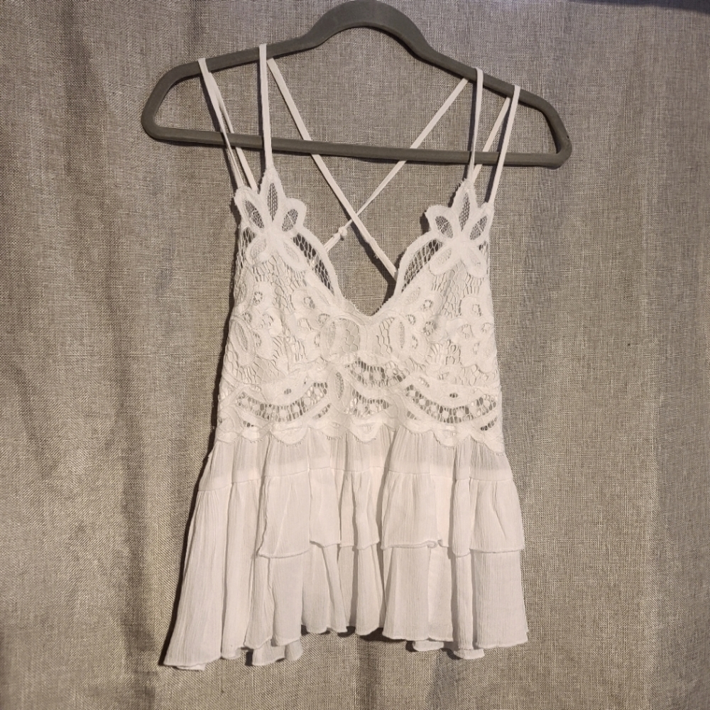 White Lace Tank Top Size L